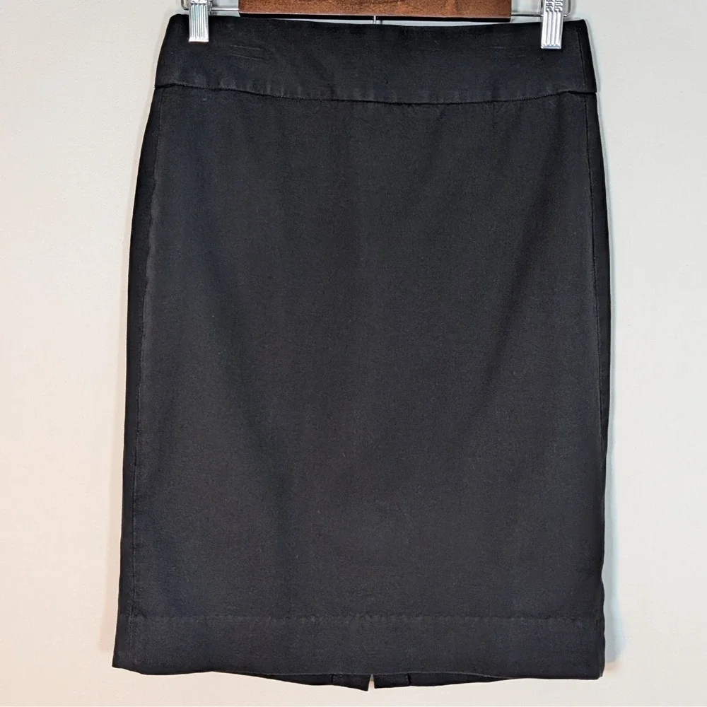 Banana Republic Pencil Skirt Womens 2 Black Stretch Cotton Blend Office Workwear
